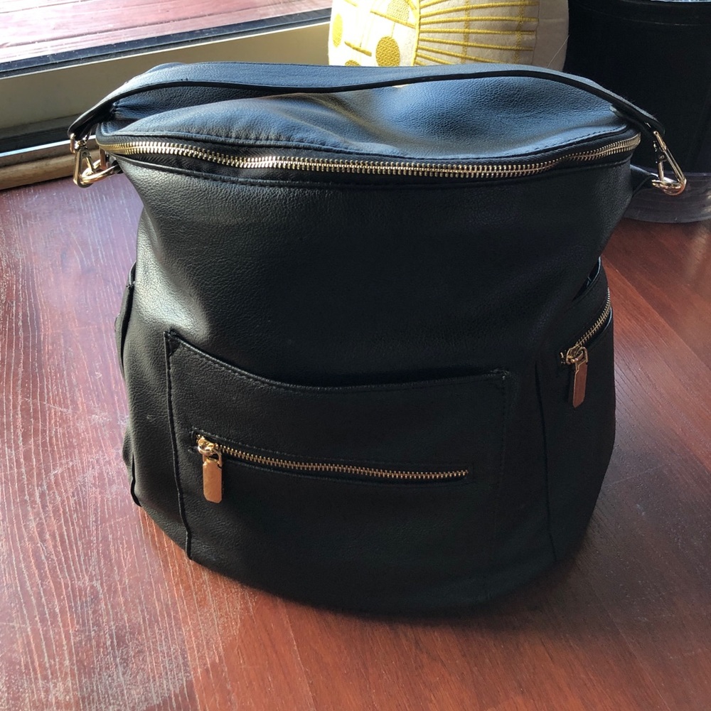 Miss Fong | Black Backpack Baby Diaper Bag
